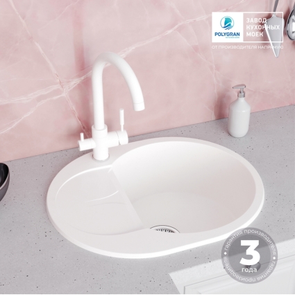 Мойка кухонная POLYGRAN ATOL 620 (белый хлопок №36)